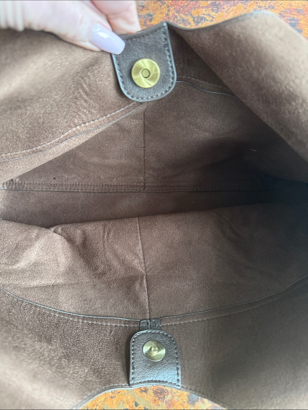 Joy Susan 2-in-1 Brown Vegan Leather Hobo Tote Bag Removable Clutch/ Crossbody - Picture 14 of 16